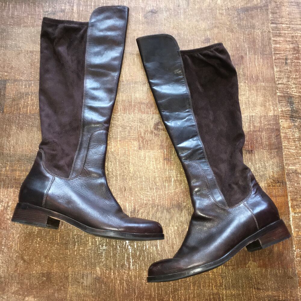 Cole Haan Air Suede Riding Tall Boots Brown Womens 9 Knee High Academia Normcore